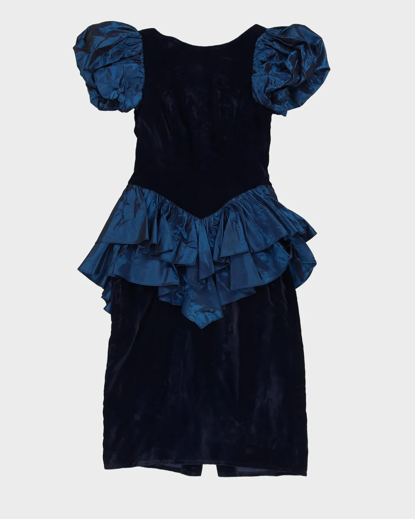 00s Blue Velvet Evening Dress - XS