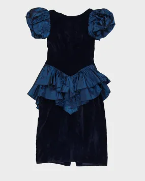 00s Blue Velvet Evening Dress - XS