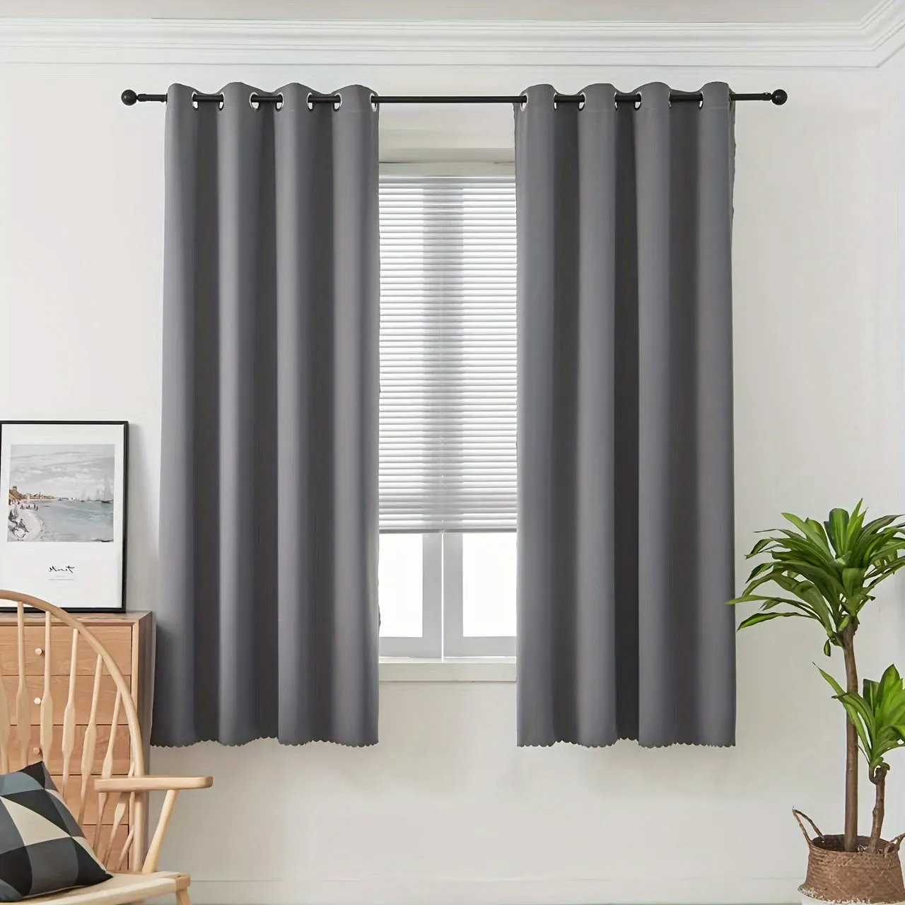 1pc Premium Blackout Curtains - Grommet Top, Thermal Insulated, Light Blocking Window Drapes for Bedroom, Living Room - Home Decoration, Room Darkening, Energy Saving, Easy Installation