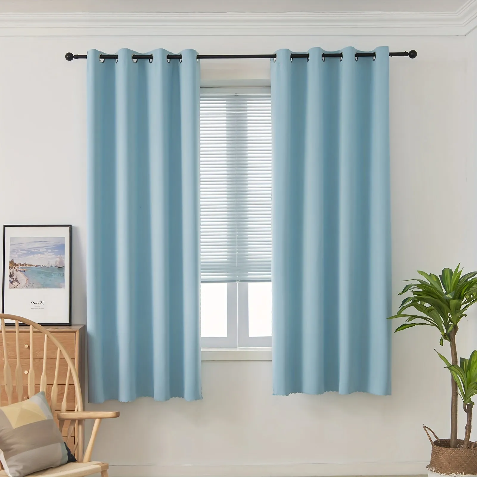 1pc Premium Blackout Curtains - Grommet Top, Thermal Insulated, Light Blocking Window Drapes for Bedroom, Living Room - Home Decoration, Room Darkening, Energy Saving, Easy Installation