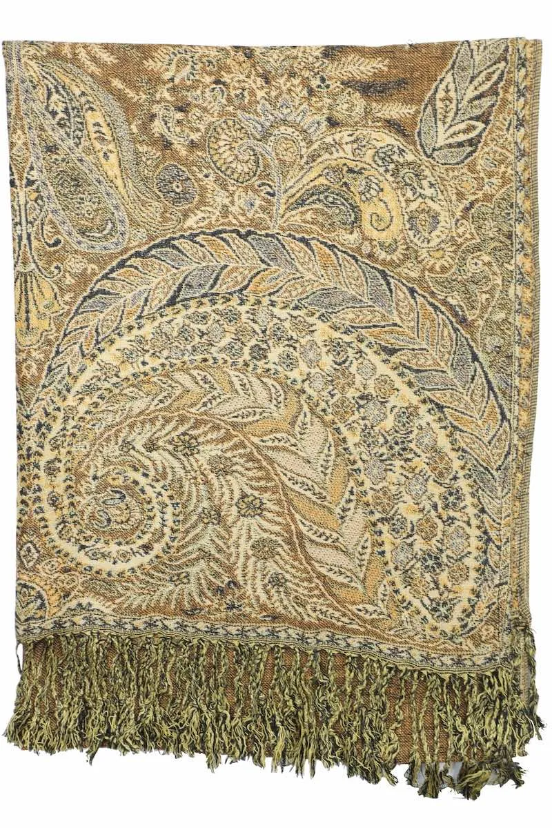 Achillea Golden Brown Big Paisley Pashmina