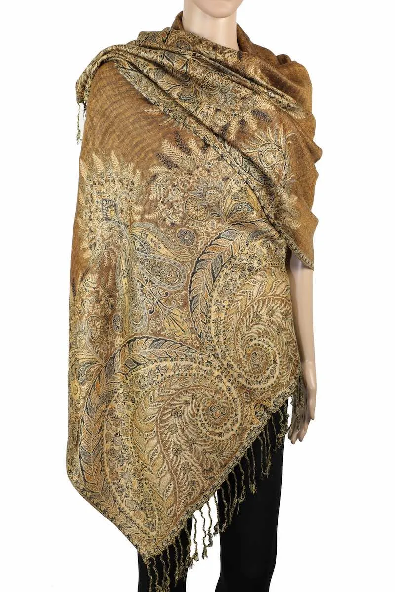 Achillea Golden Brown Big Paisley Pashmina