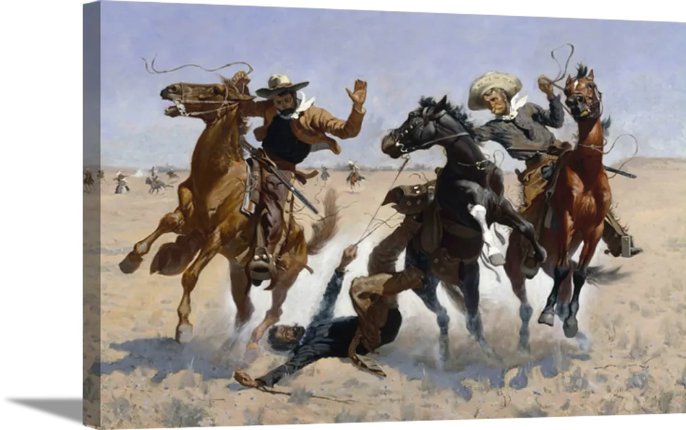 Aiding A Comrade Canvas - Frederic Remington