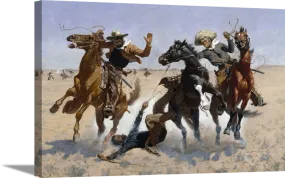 Aiding A Comrade Canvas - Frederic Remington