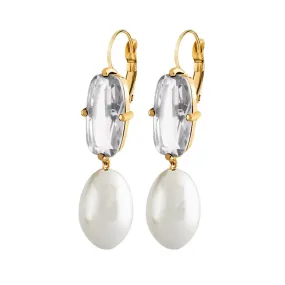 ANITA SHINY GOLD WHITE CRYSTAL EARRINGS