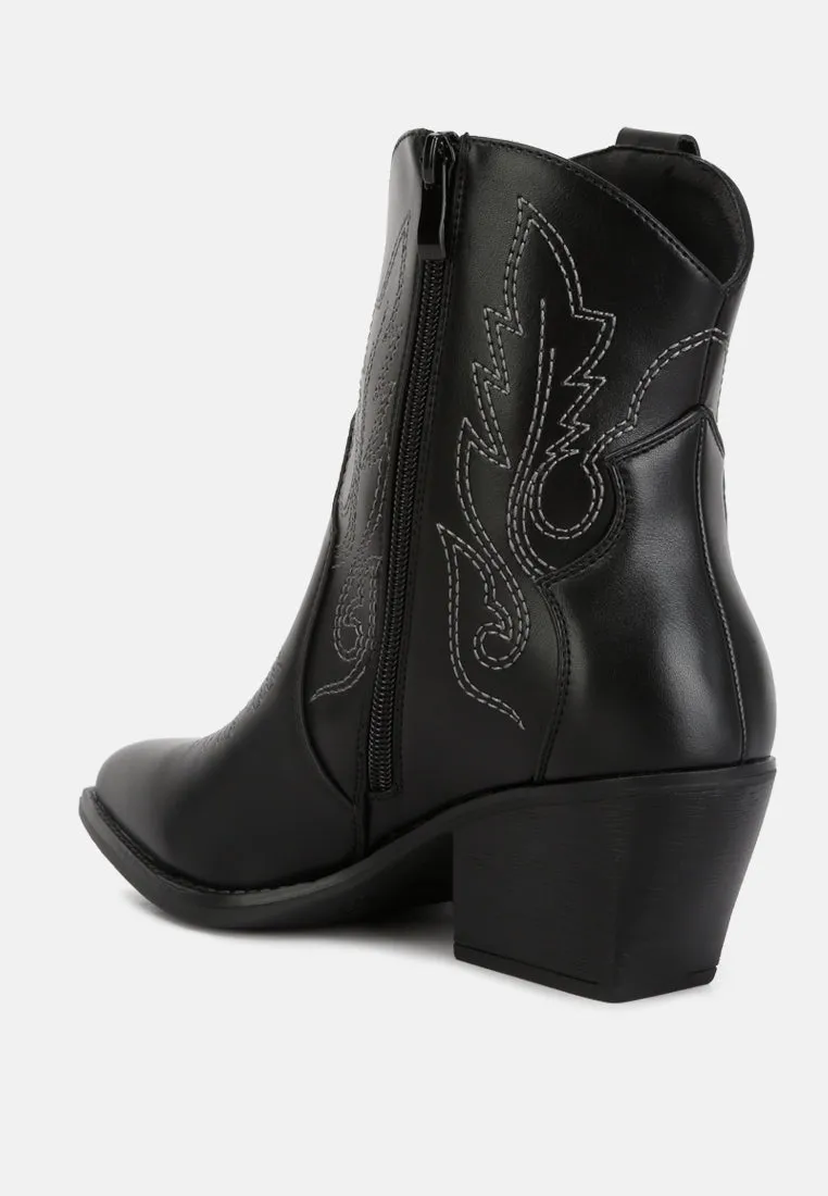 Aries Ankle Length Block Heel Cowboy Boots