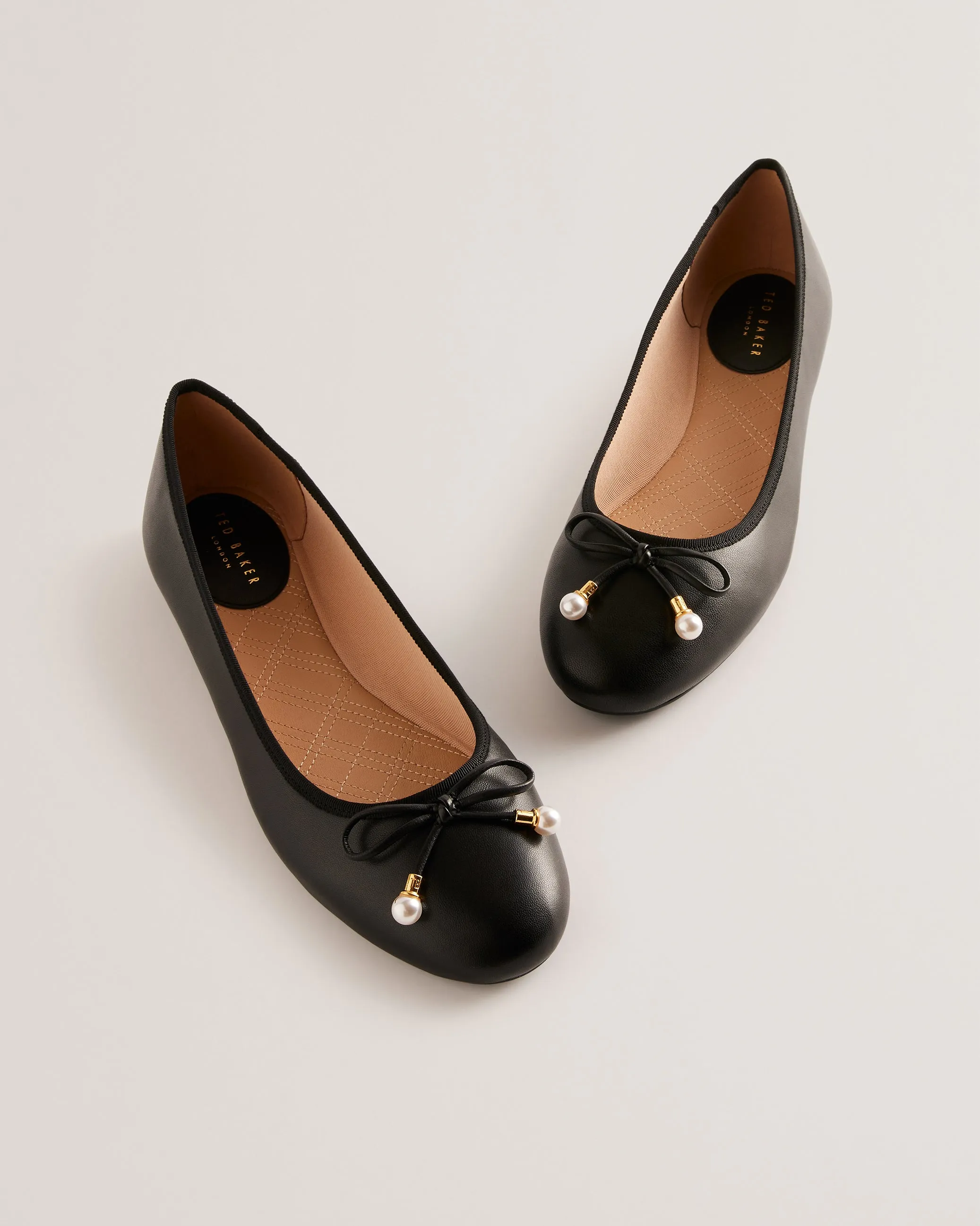 Ayvvah Bow Detail Leather Ballet Flats Black