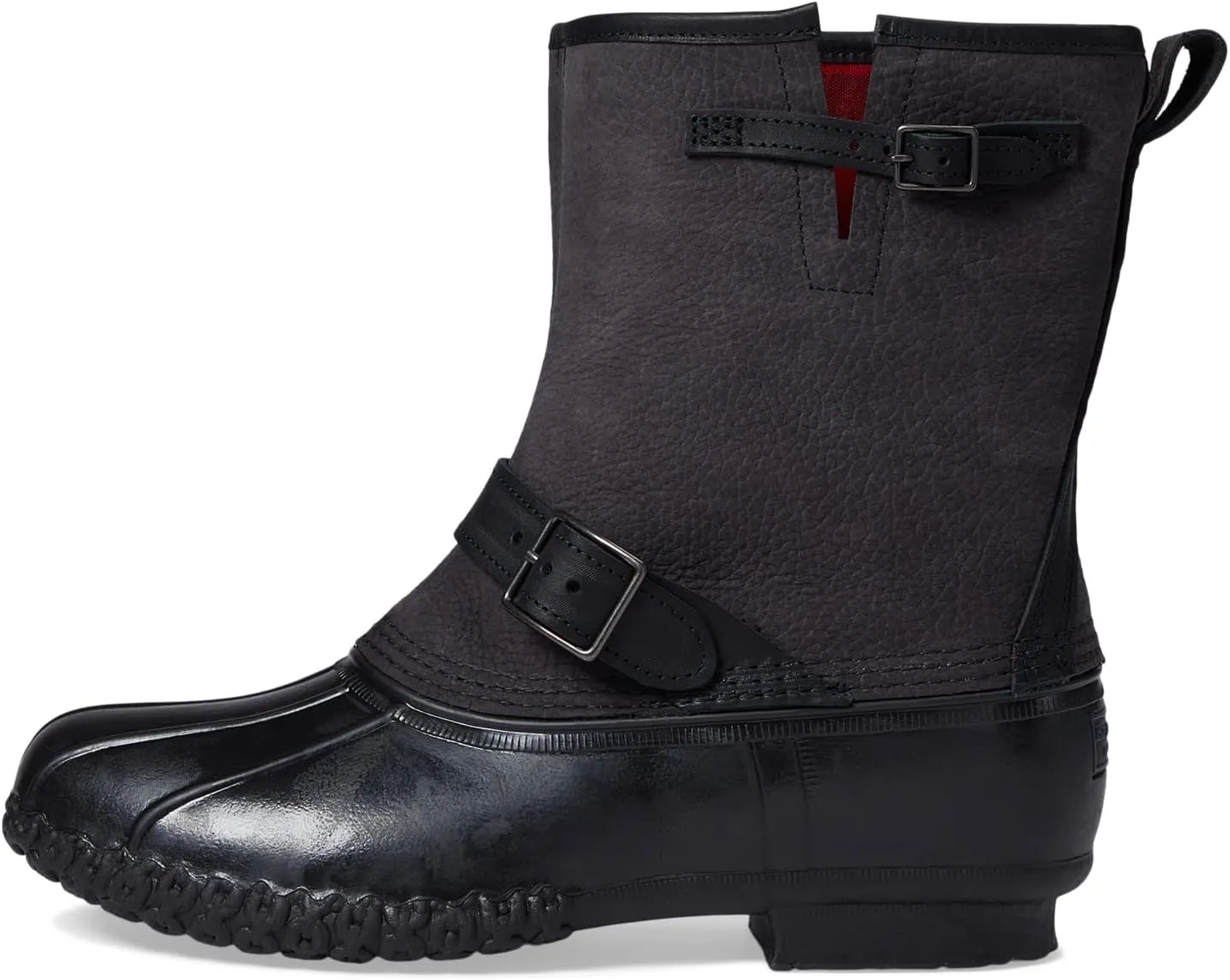 Bean Boot 10" Engineer Buckle Flannel Lined Lean, Darkest Graphite/Black/Black/Red Black Check