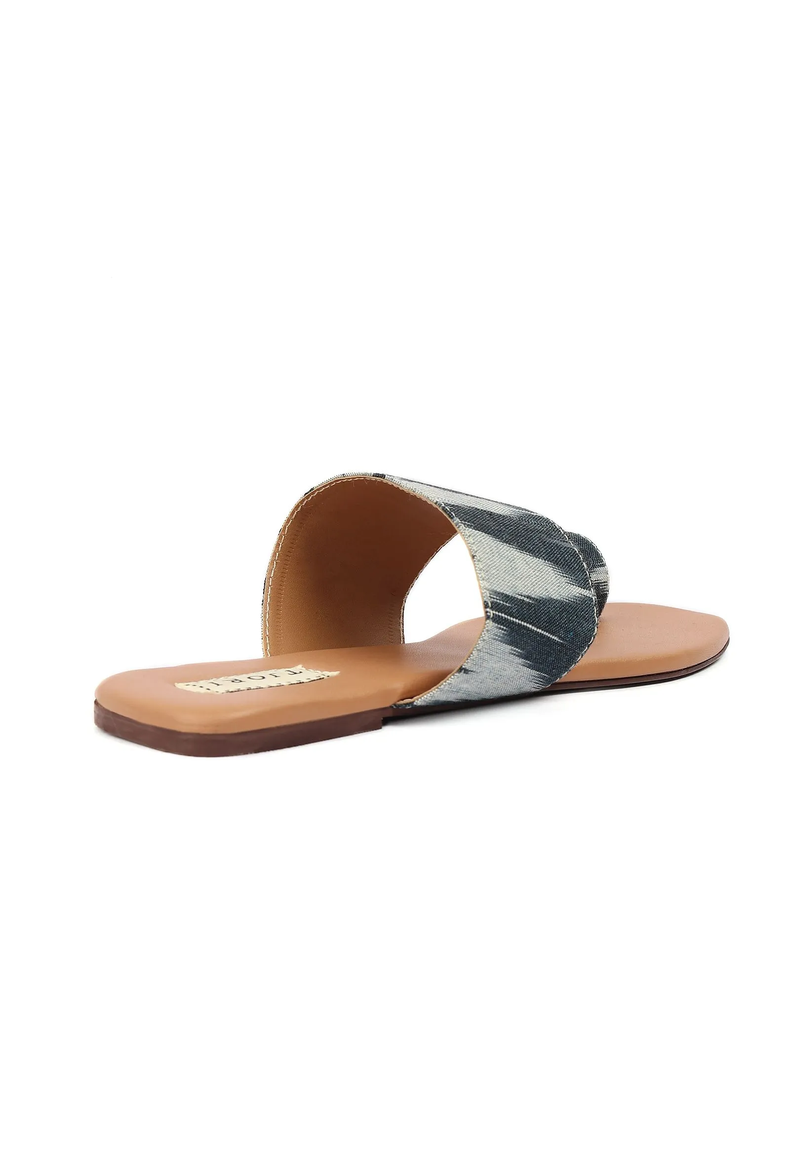 Black & Caramel Brown Ikat One toe Cruelty Free Leather Flats