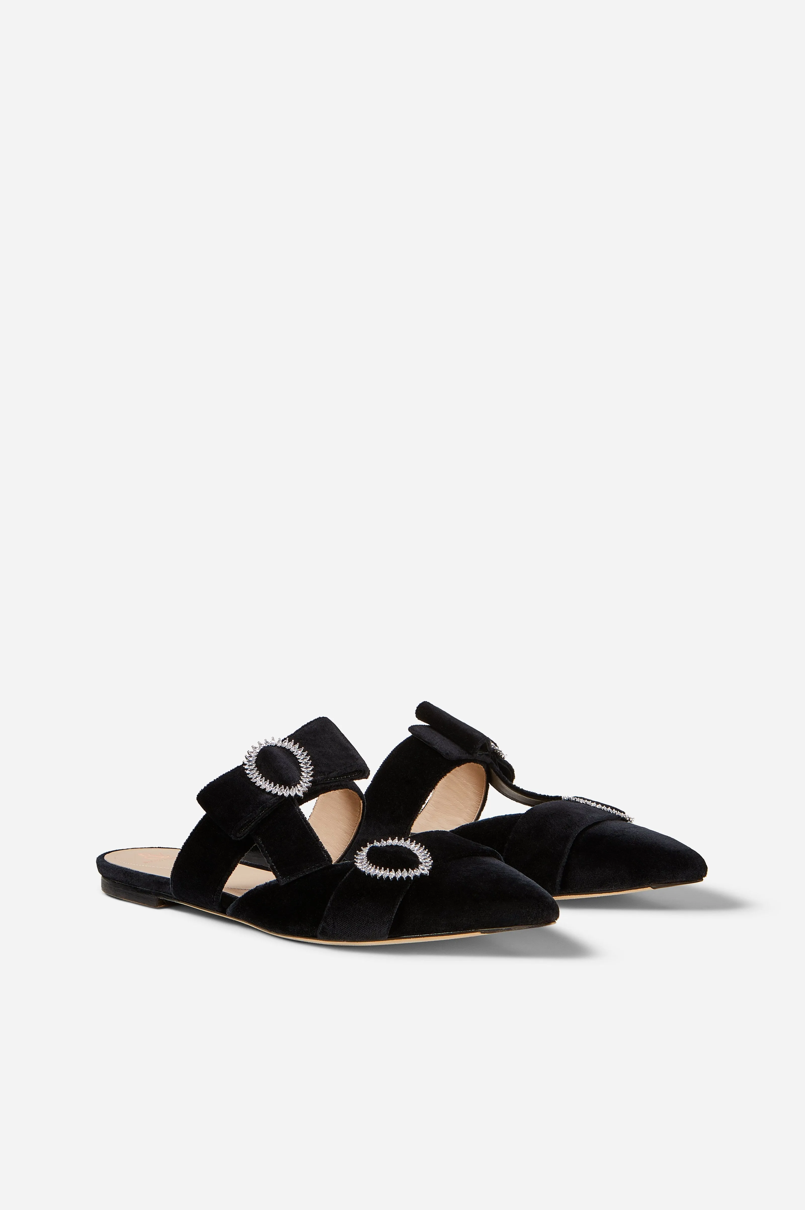 Black Velvet Flat Bow Mules