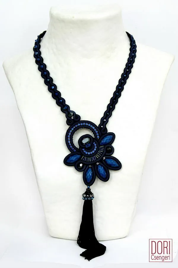 Blue Glam Fringe Necklace