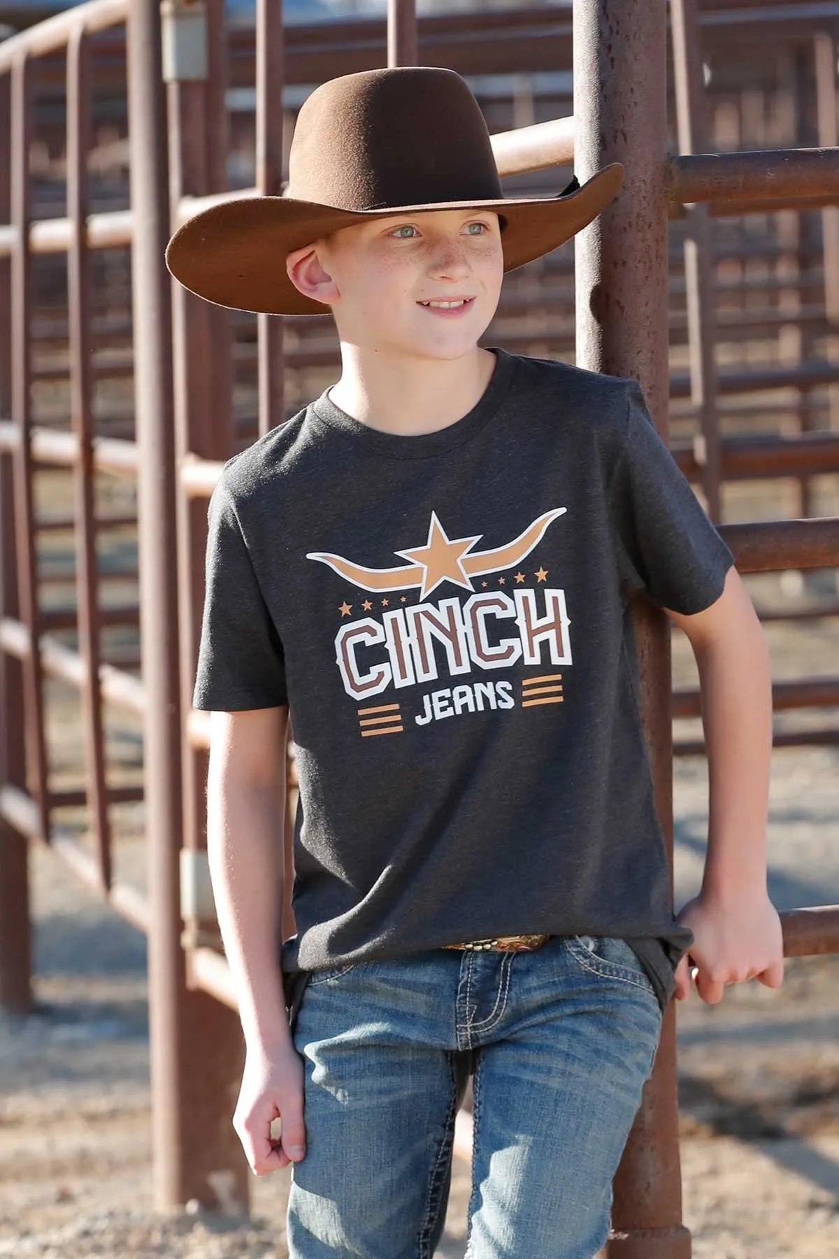 Boy's Cinch Charcoal Logo Graphic Tee