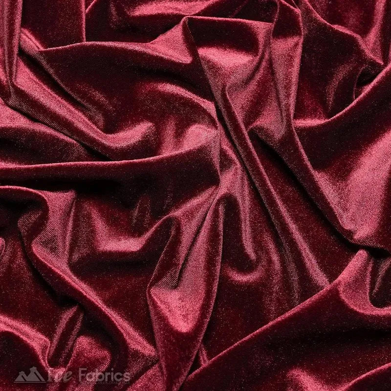 Burgundy Stretch Velvet Fabric Soft and Smooth