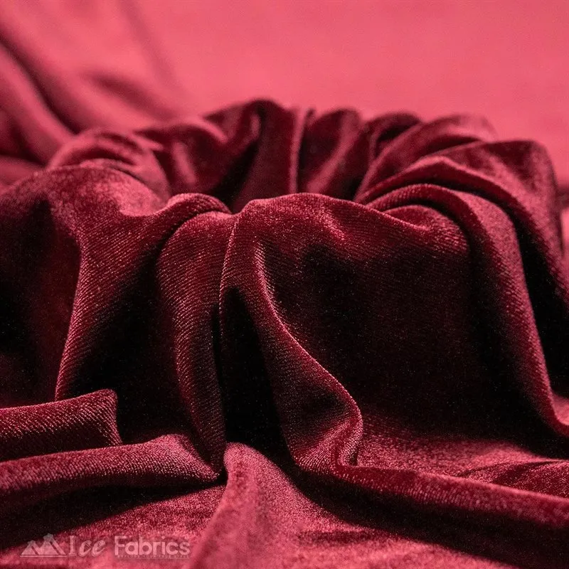 Burgundy Stretch Velvet Fabric Soft and Smooth