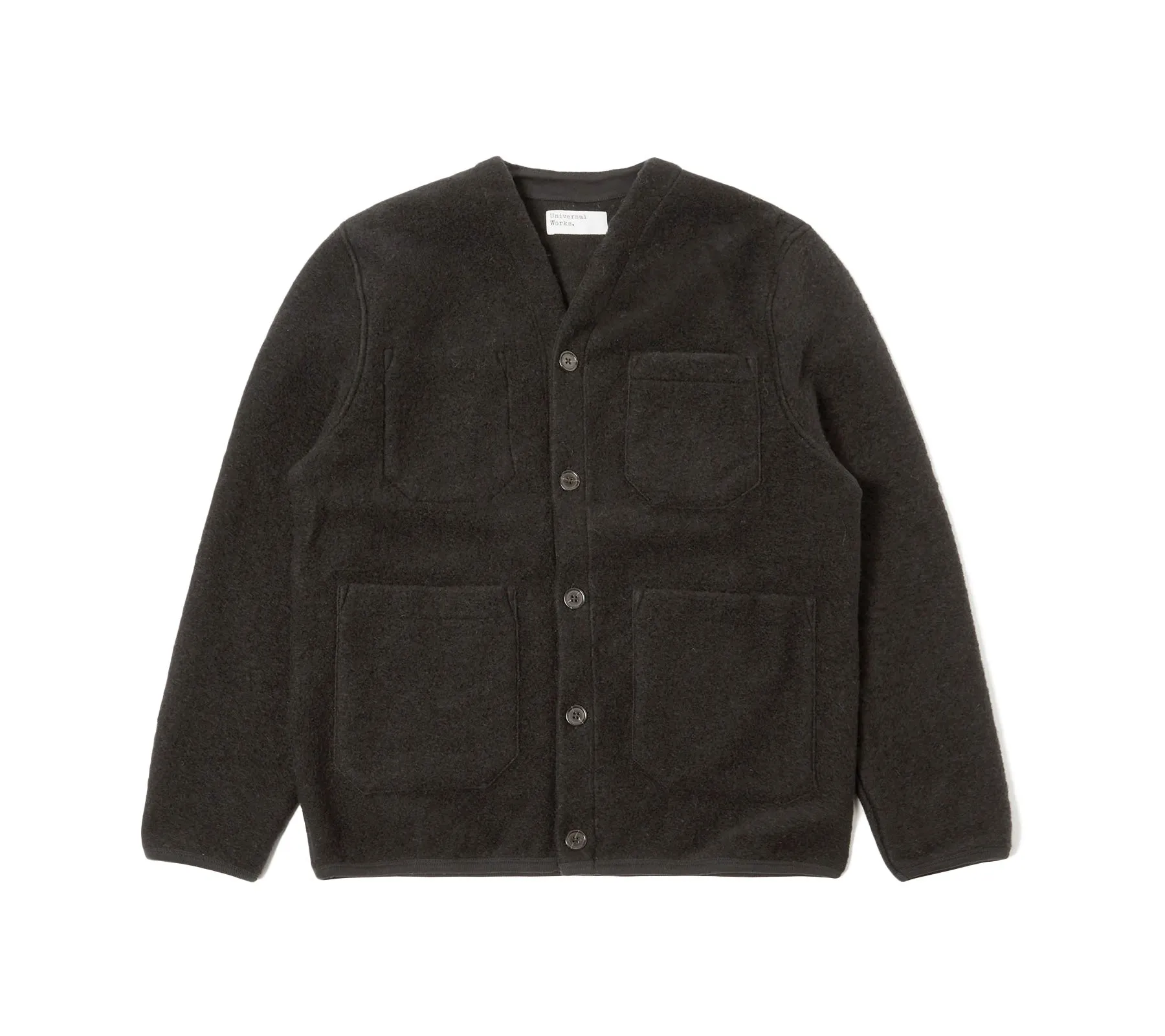 Cardigan | Black Wool Fleece