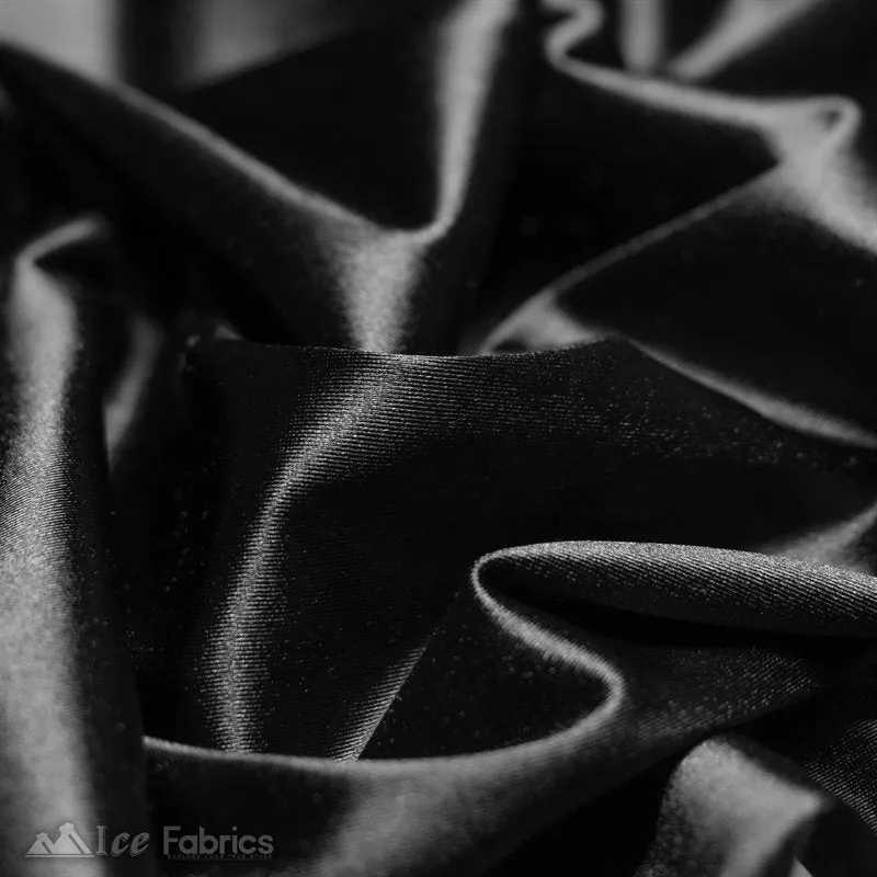 Casino 4 Way Stretch Satin Fabric Shiny Black Silky Spandex