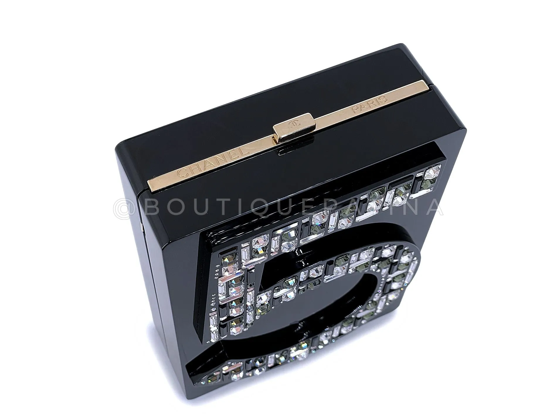 Chanel 2015 Crystal "5" Plexiglass Minaudière Evening Clutch Bag GHW BHV