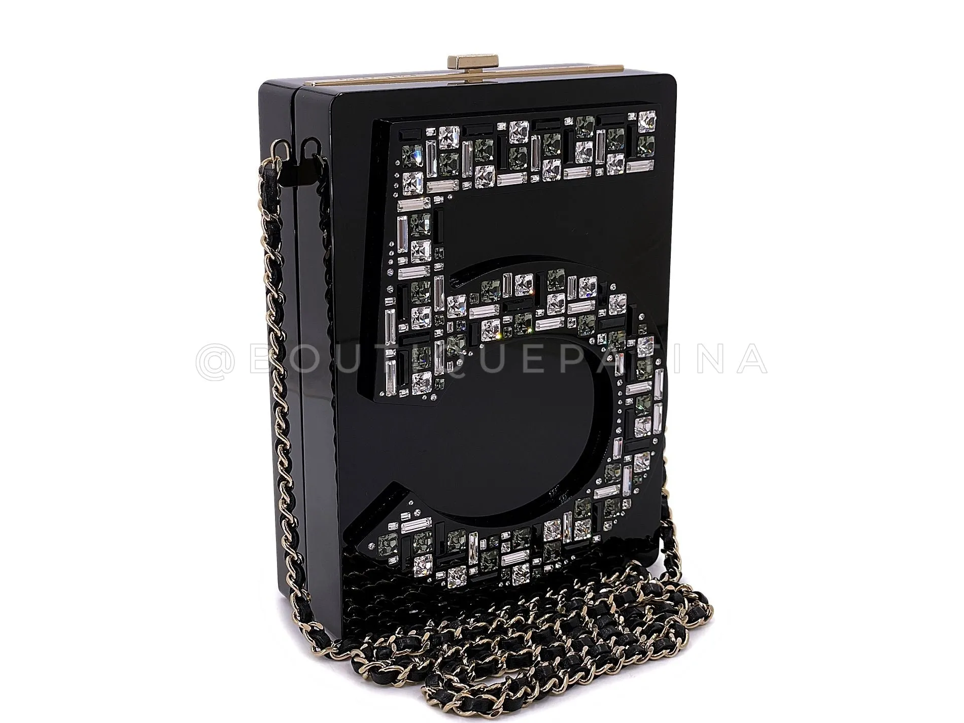 Chanel 2015 Crystal "5" Plexiglass Minaudière Evening Clutch Bag GHW BHV