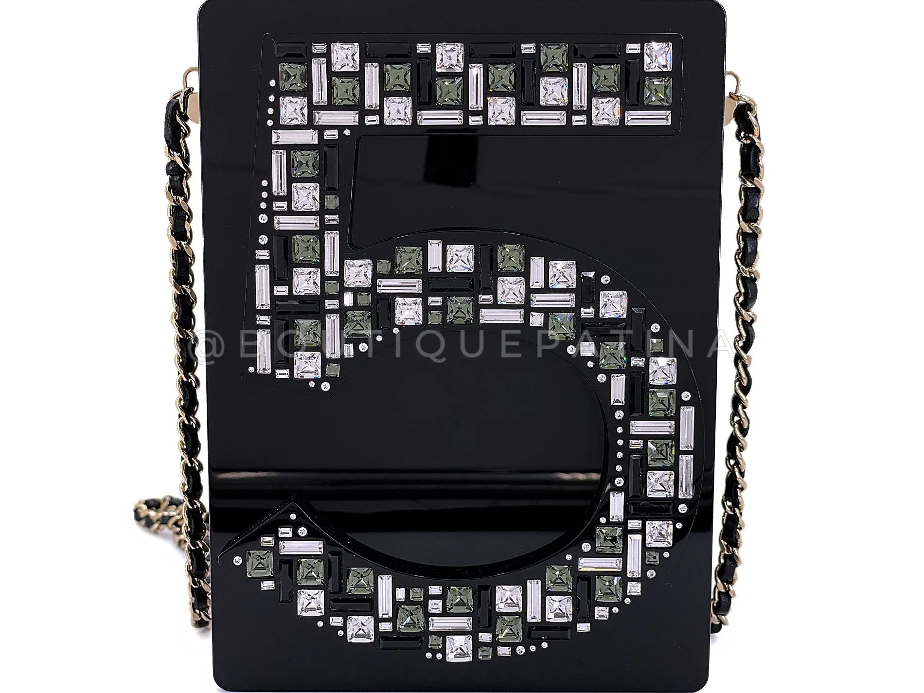 Chanel 2015 Crystal "5" Plexiglass Minaudière Evening Clutch Bag GHW BHV