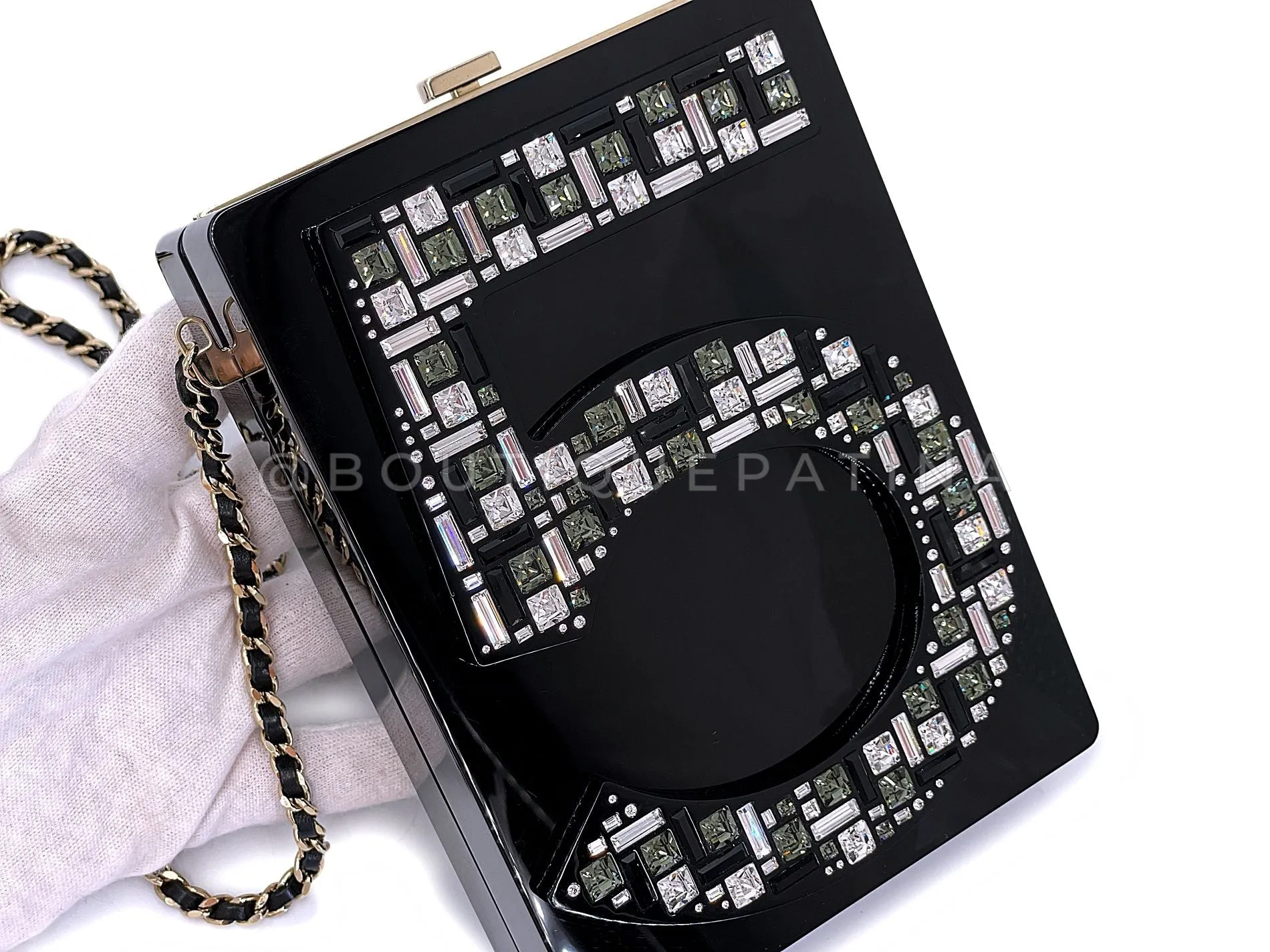 Chanel 2015 Crystal "5" Plexiglass Minaudière Evening Clutch Bag GHW BHV