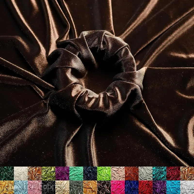 Chocolate Stretch Velvet Fabric Soft and Smooth