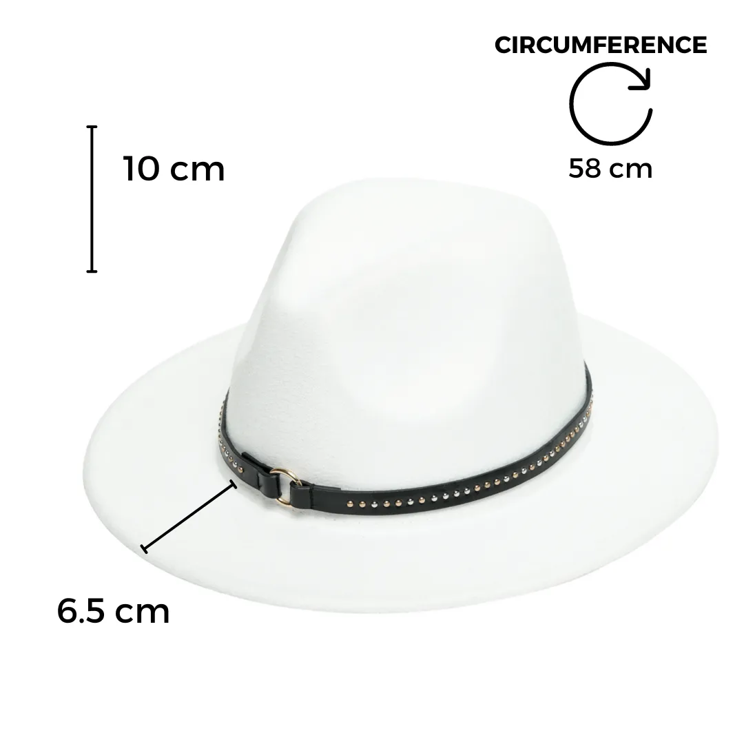 Chokore Fedora Hat with Belt Band (White)