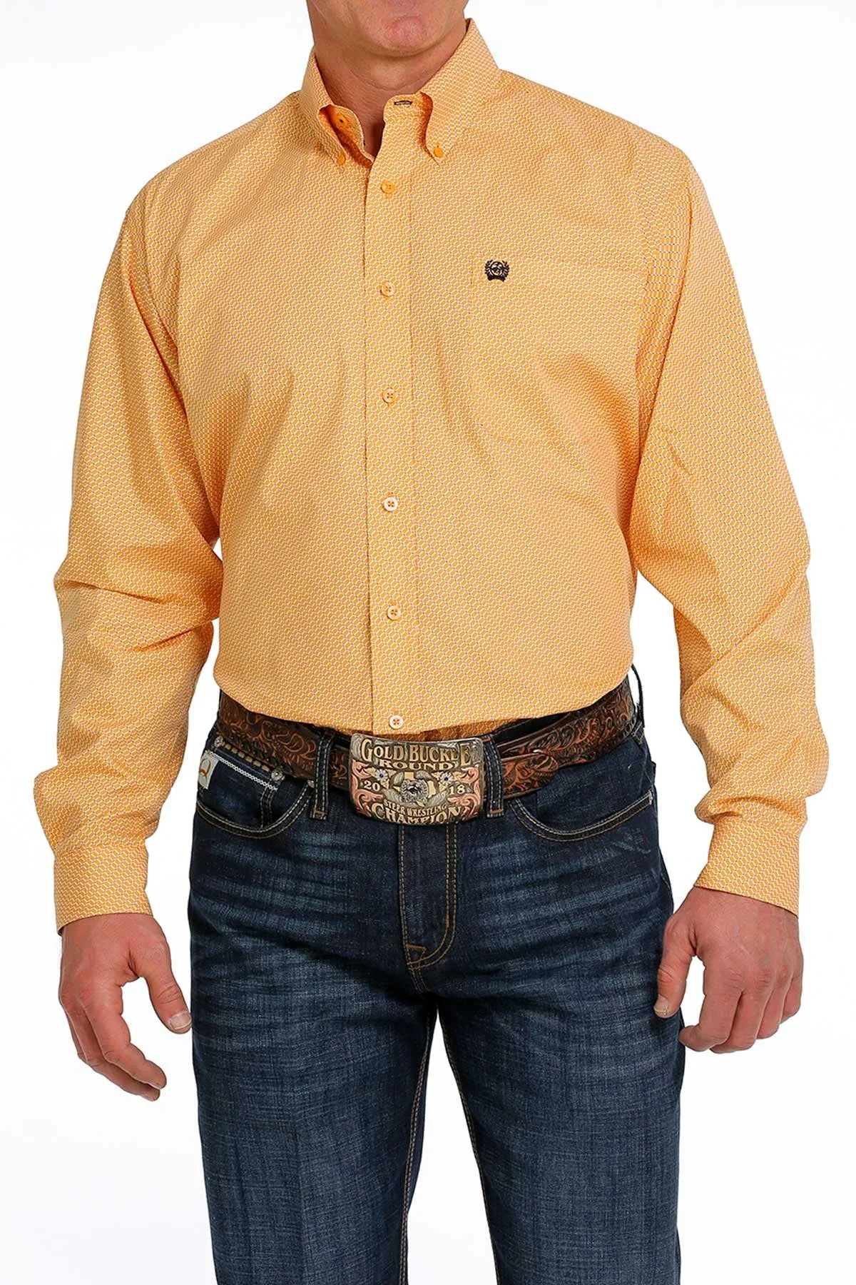 Cinch Men's Orange Long Sleeve Shirt