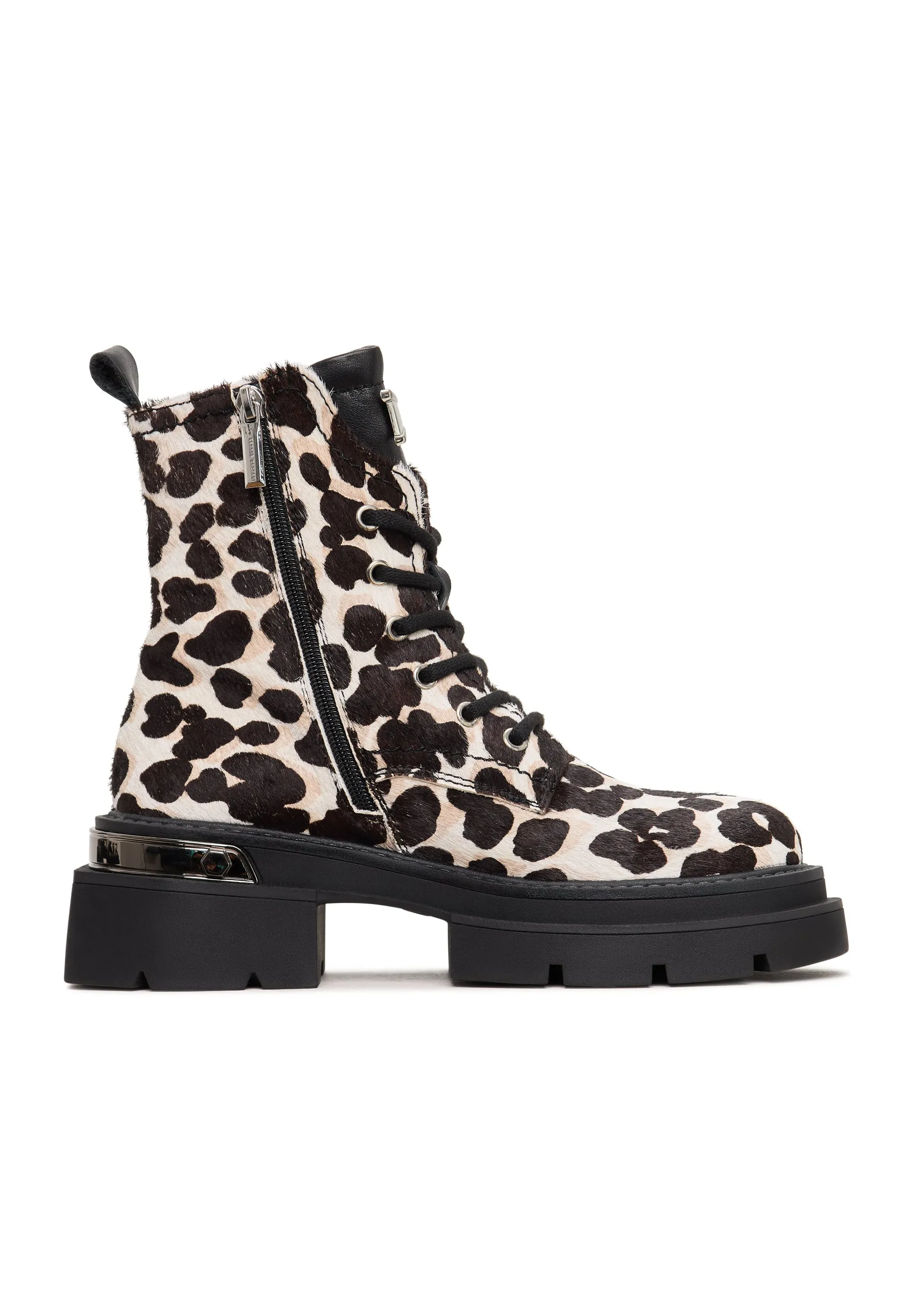 Classic Leather Platform Ankle Boots Luna - Leopard