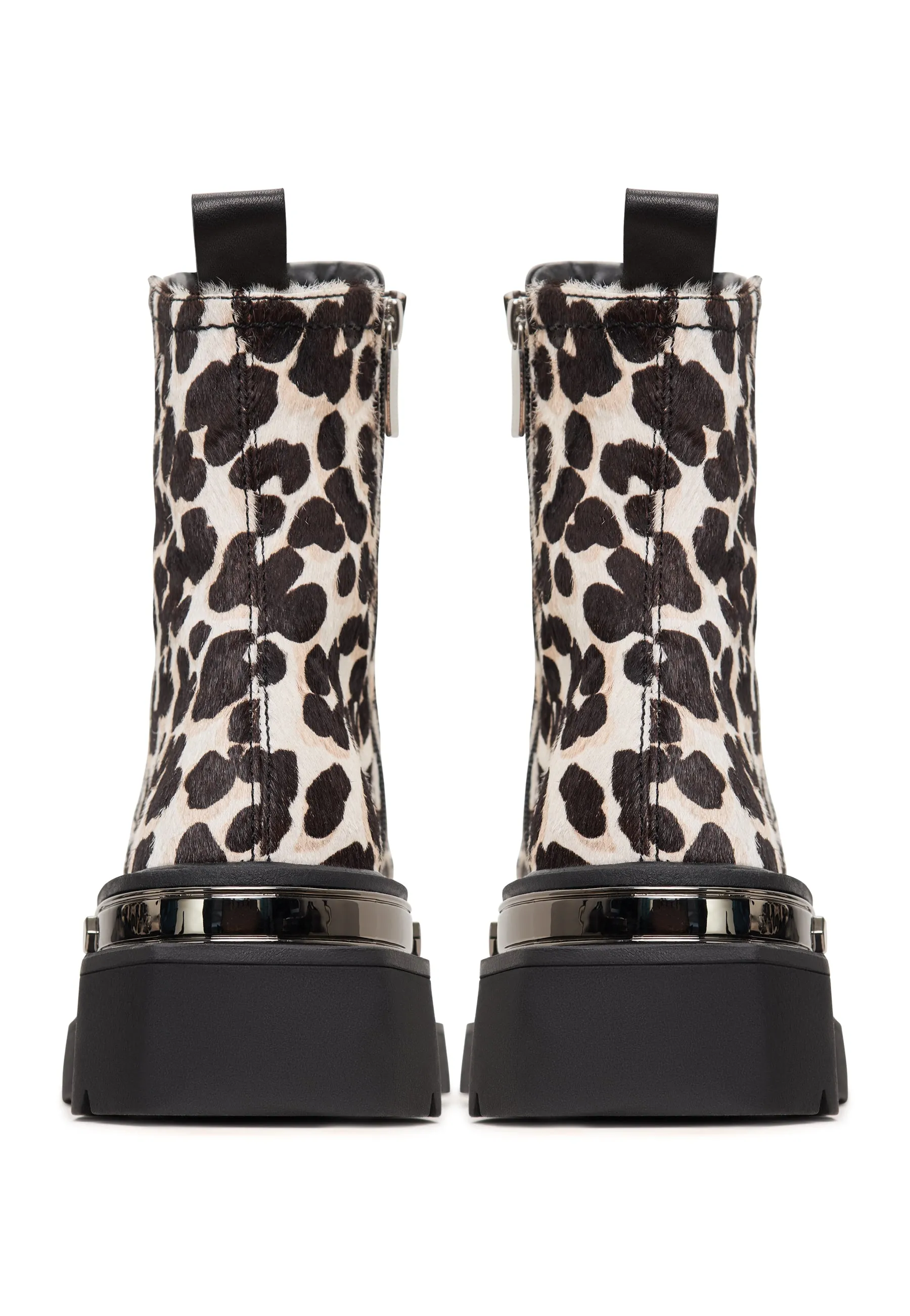 Classic Leather Platform Ankle Boots Luna - Leopard