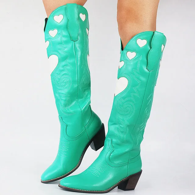 Colorful Heart Cowgirl Boots