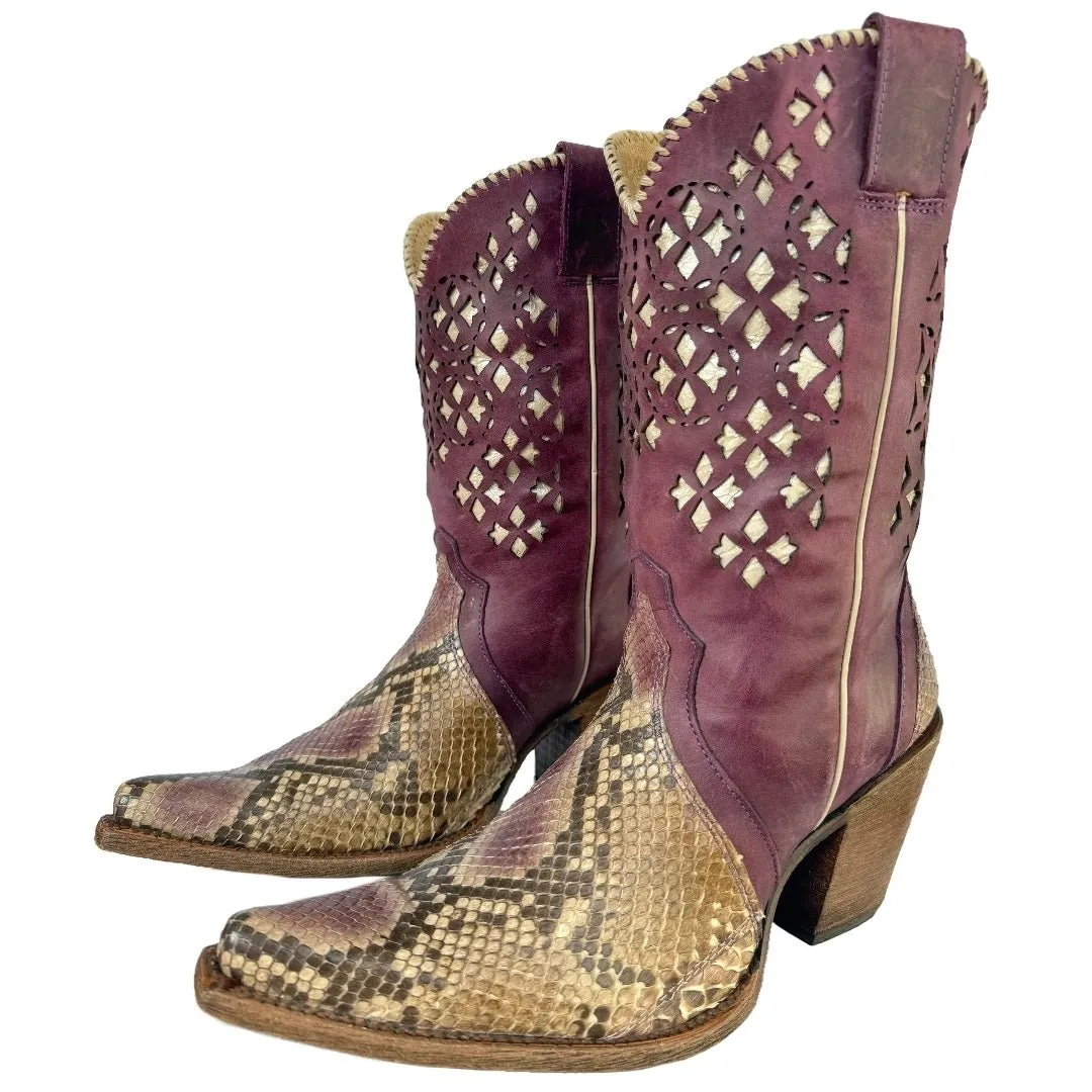 CORRAL Python Exotic Brown Purple Western Cowgirl Boots