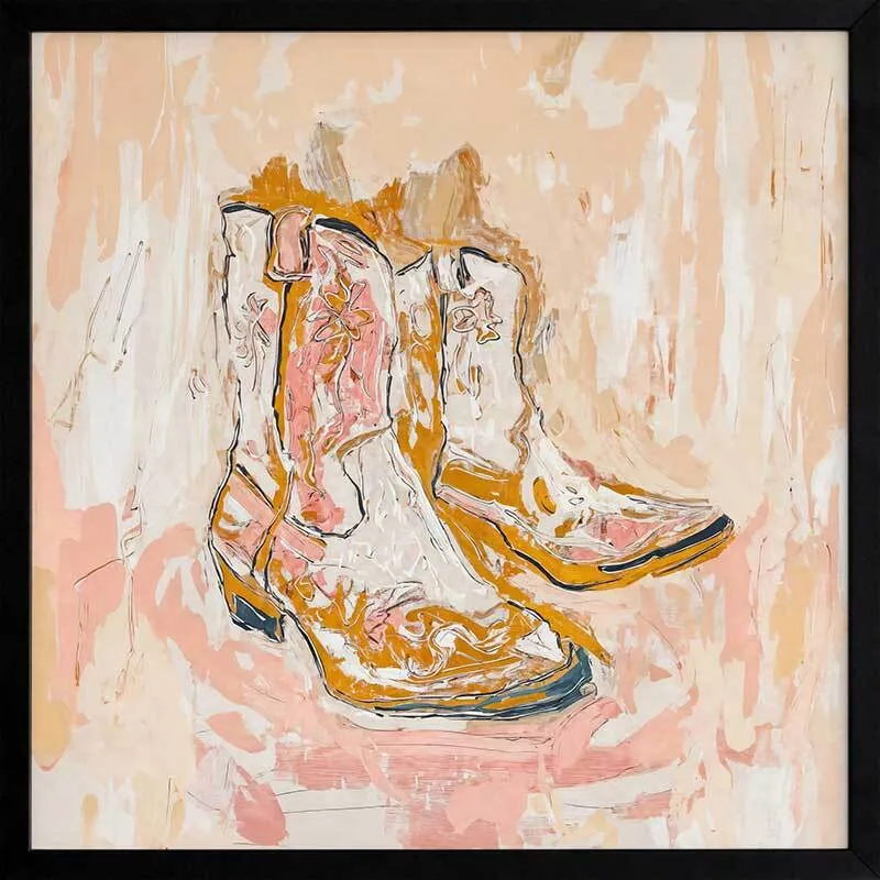 Cowboy Boots at Sunset Framed Art Print