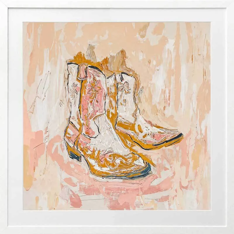 Cowboy Boots at Sunset Framed Art Print