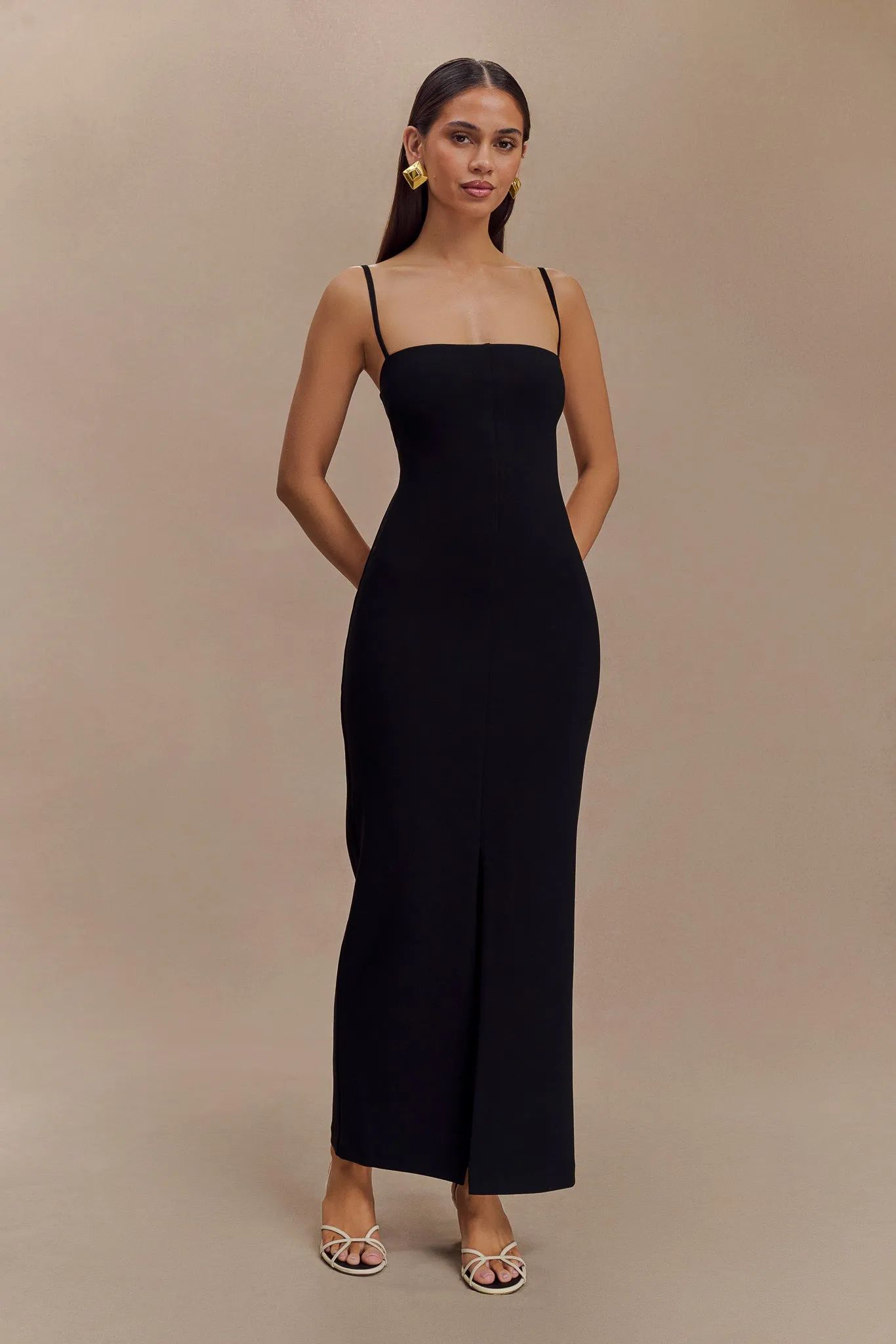 Delia Crepe Maxi Dress - Black