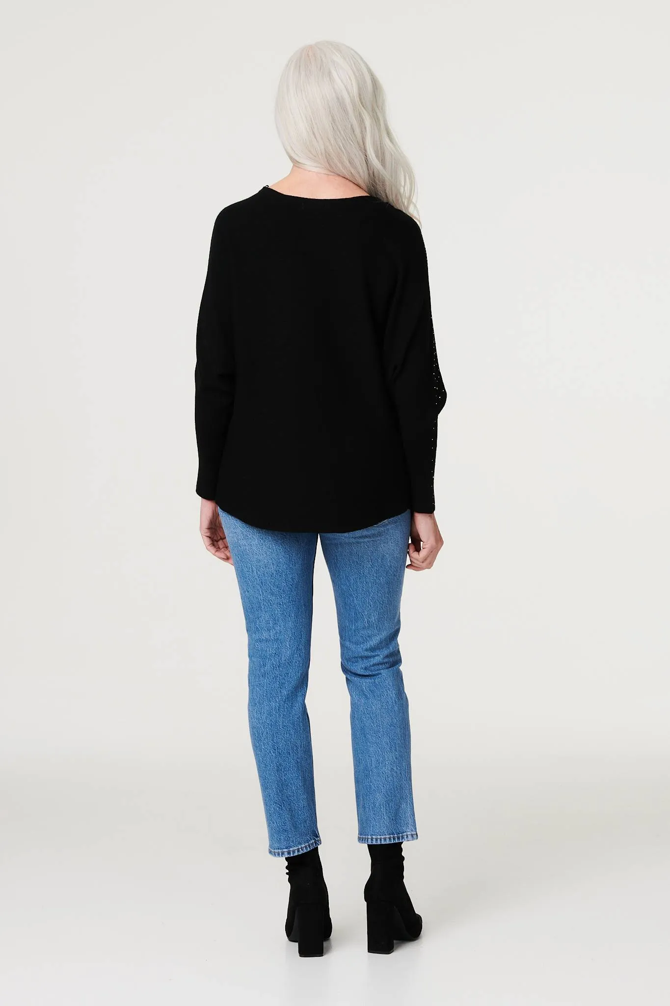 Embellished Long Sleeve Knit Top