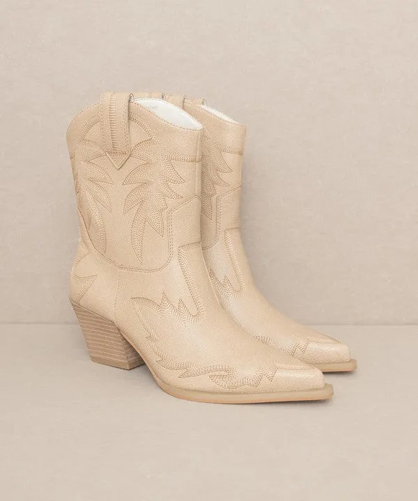 Embroidered Cowboy Ankle Boots