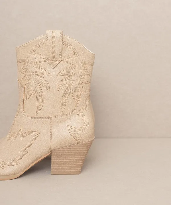 Embroidered Cowboy Ankle Boots