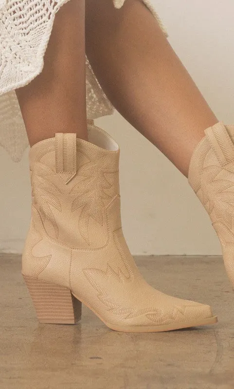 Embroidered Cowboy Ankle Boots