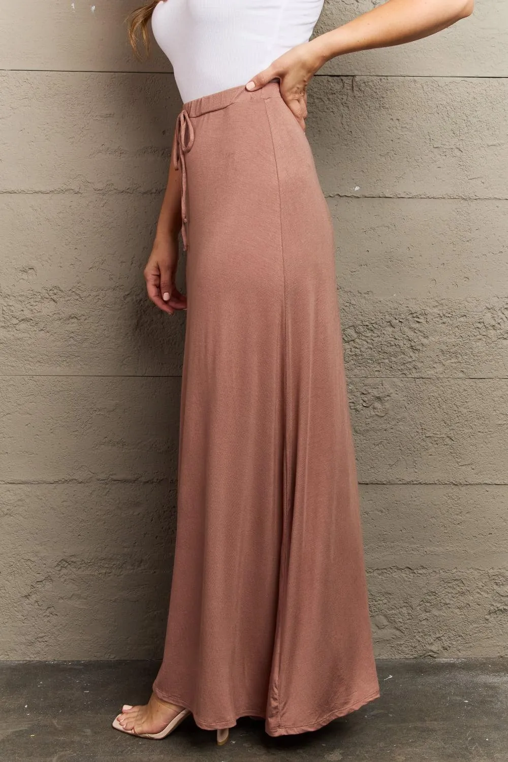 Full Size Flare Maxi Skirt in Chocolate