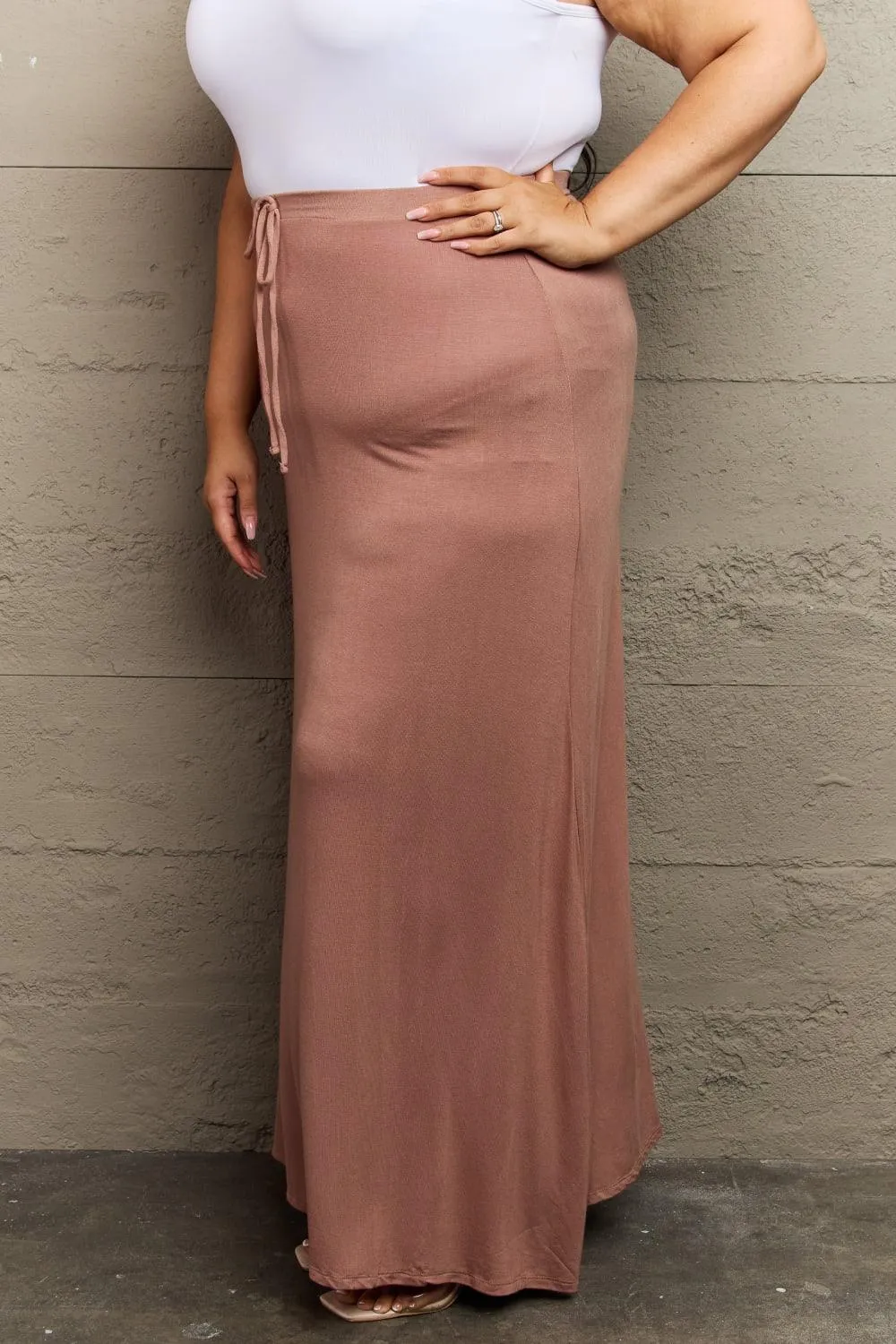 Full Size Flare Maxi Skirt in Chocolate