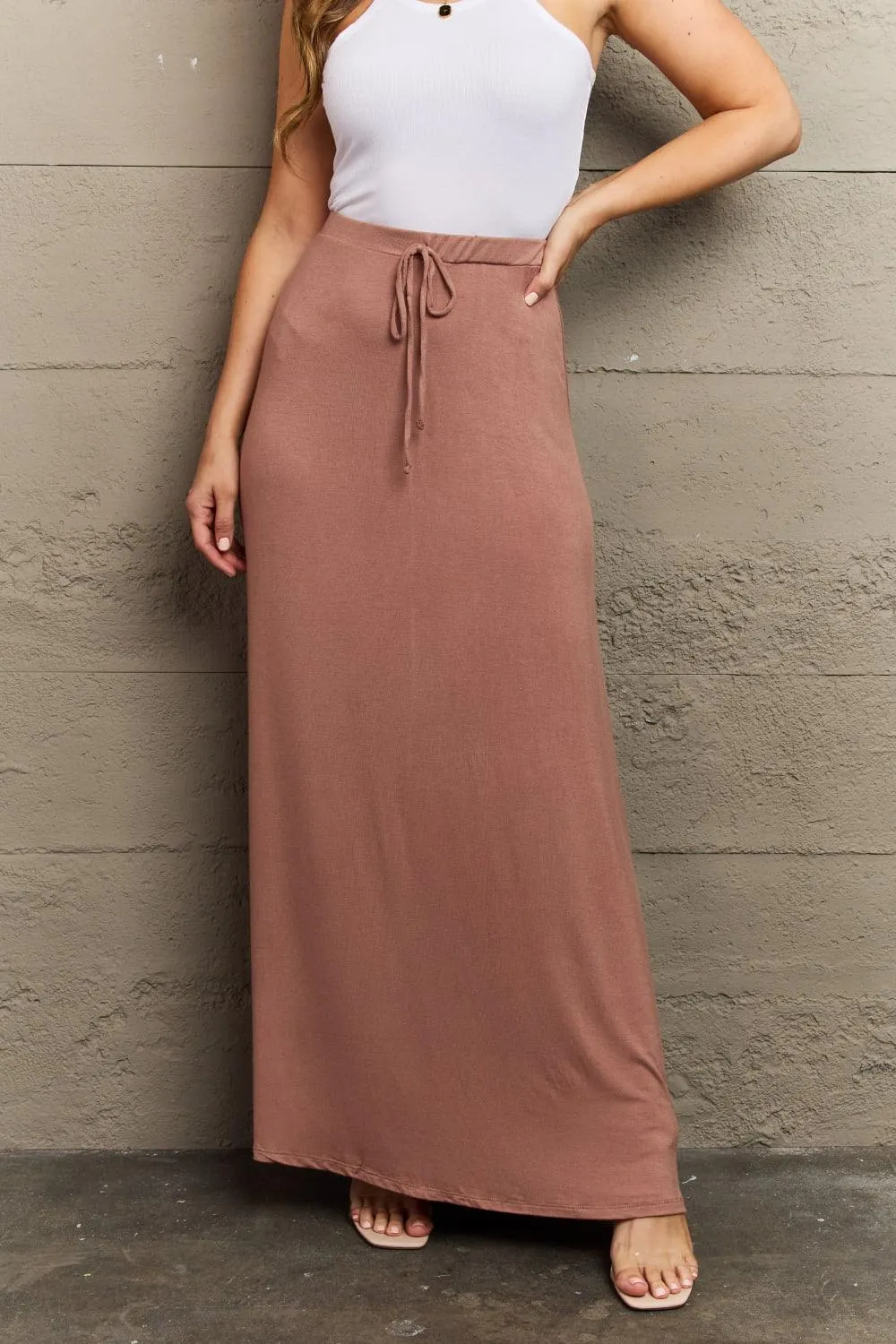 Full Size Flare Maxi Skirt in Chocolate