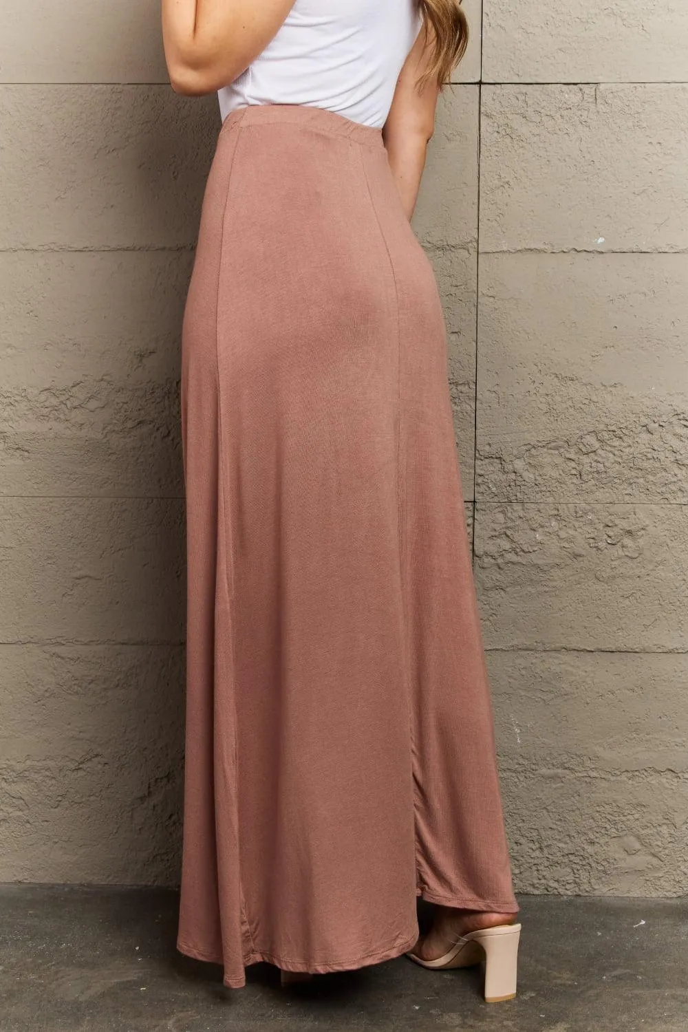 Full Size Flare Maxi Skirt in Chocolate