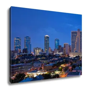 Gallery Wrapped Canvas, Dallas Fort Worth Texas At Night