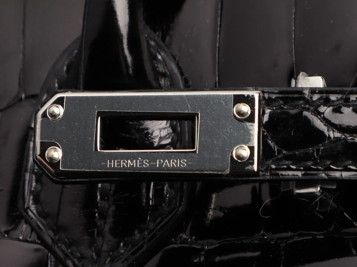 Hermès Black Shiny Niloticus Crocodile Birkin 25