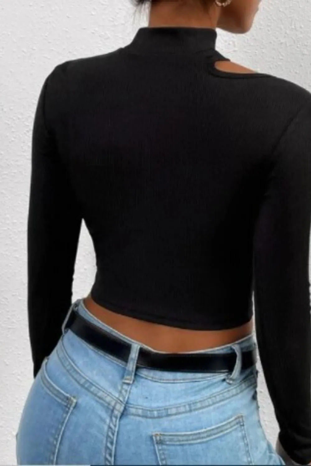 High Neck Black Cut Out Top