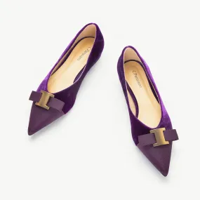 Hot Embellished Velvet Flats Purple