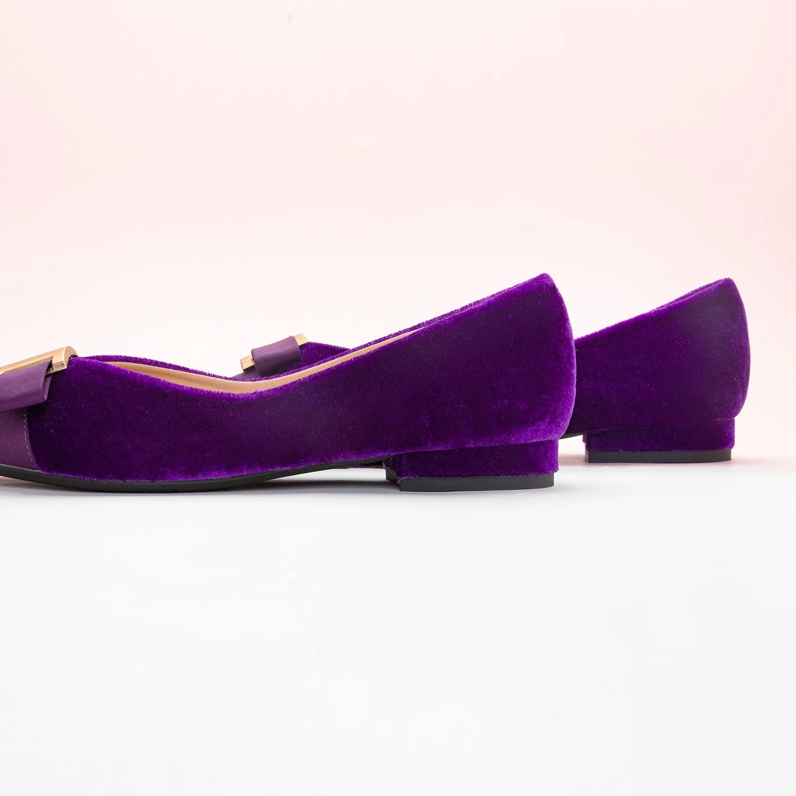 Hot Embellished Velvet Flats Purple