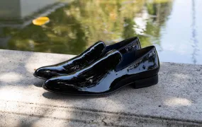 Jean Pierre Shiny Calfskin Venetian Loafer Black