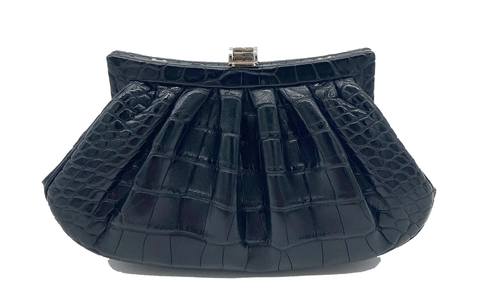 Judith Leiber Black Alligator Mini Evening Bag