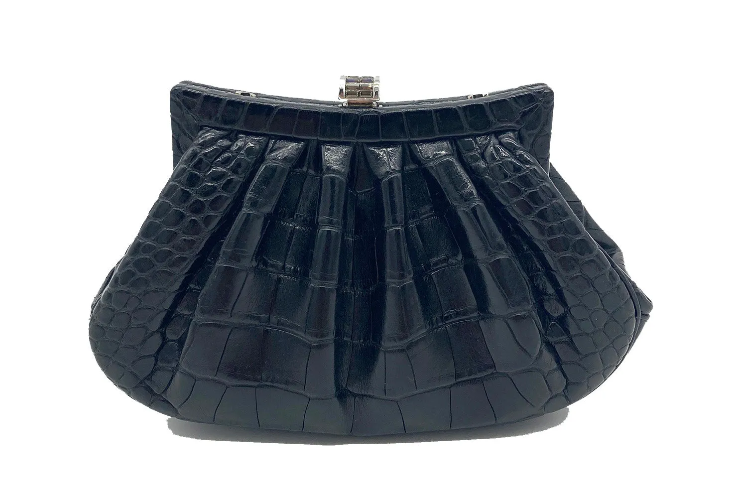 Judith Leiber Black Alligator Mini Evening Bag